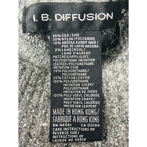 Vintage I.B. Diffusion 90's Angora Silk Gray Turtleneck Sweater S Faux Reptile - Picture 6 of 7